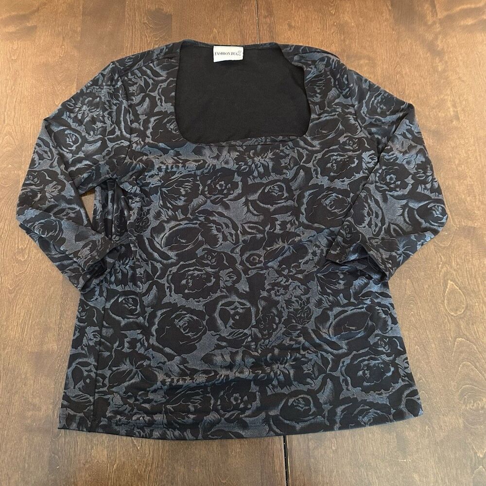 Fashion Bug Y2K Women's Flowers 3/4 Sleeve Shirt Made In USA Small